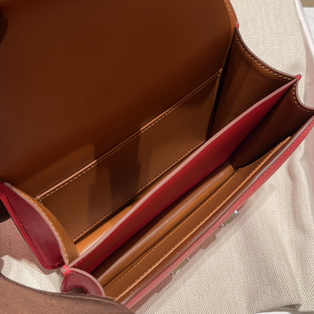 에르메스 콘스탄스18 레드 골드브라운 은장 스위프트